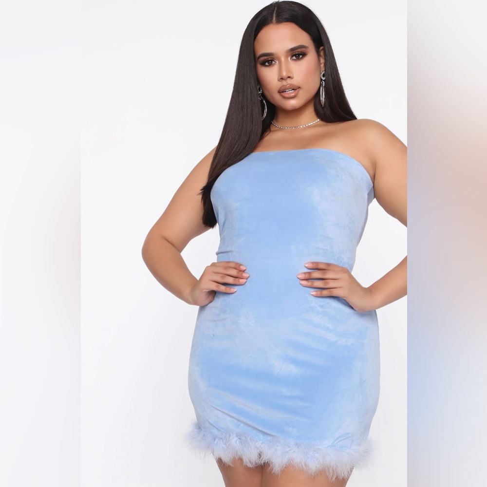 Fashion Nova Velour Tube Top Mini Dress